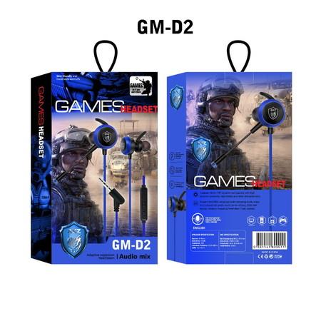 Game Earphone with Dual Mics 3.5mm Universal Wired In-Ear Earphone Noise Reduction col.Blue