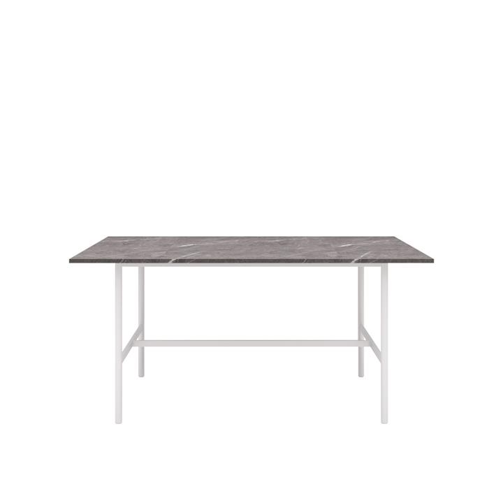 Gemma Dining Table in Faux Marble Look and White Legs