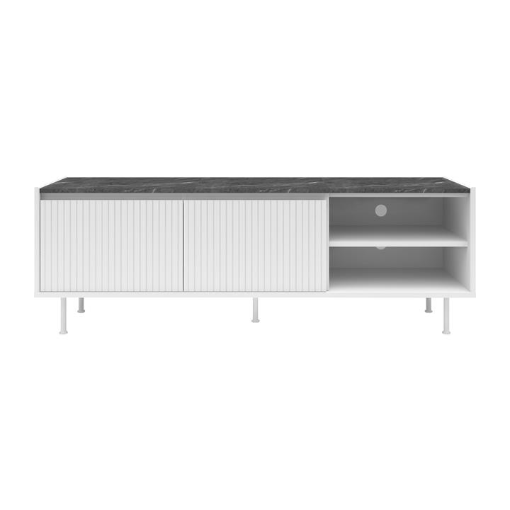 Gemma Entertainment Unit in Faux Marble and White Color