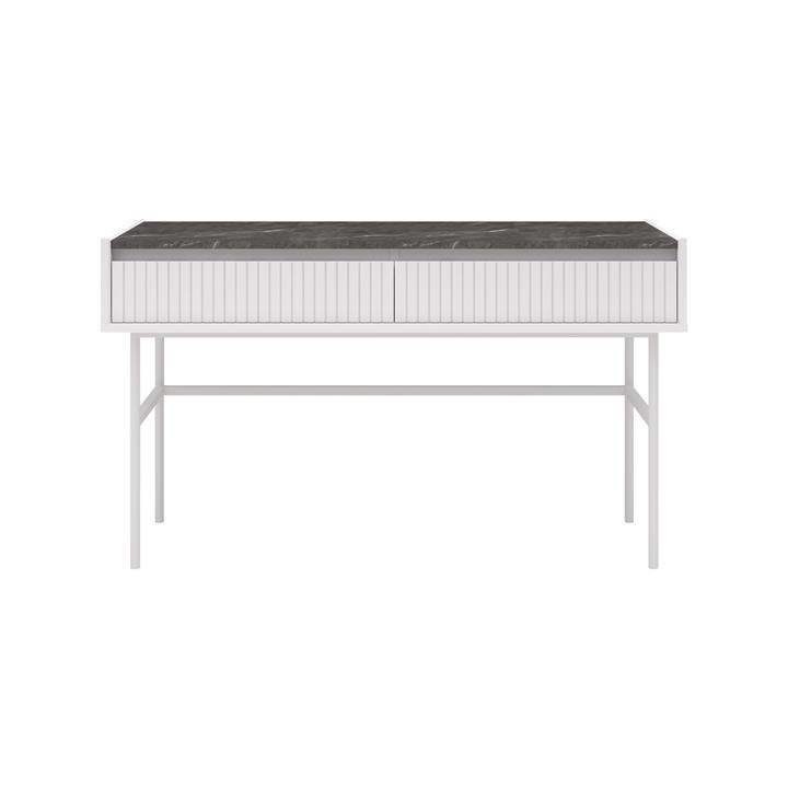 Gemma Working Desk in Faux Marble and White Color