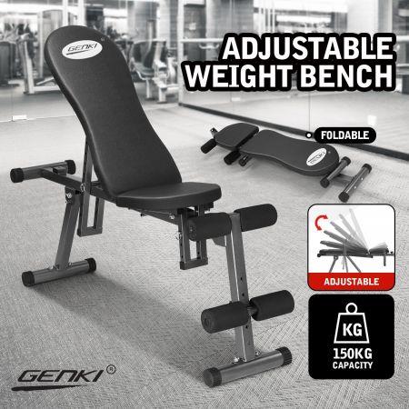 Genki Adjustable Weight Bench Fitness FID Bench Home Gym Black