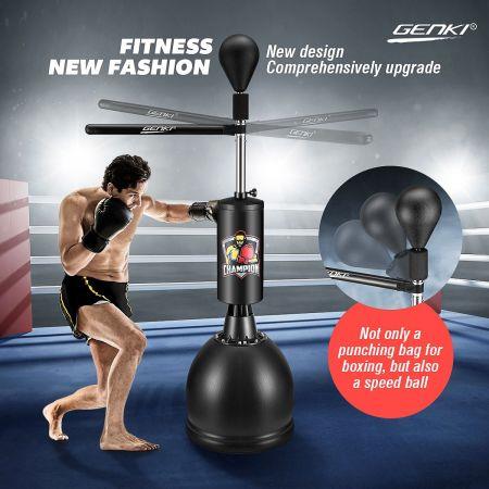Genki Free Standing Punching Boxing Kicking Bag Stand Adjustable Height Rotating Arm
