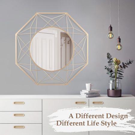 Geometric Shaped 8-Sided Wall Mirror Decorative Vanity Mirror Gold Frames