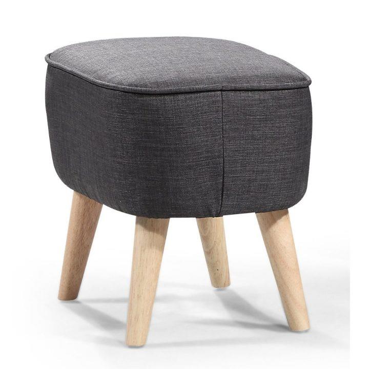 Georgia Foot Stool Upholstered In Key West Gunmetal Velvet