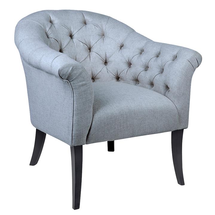 Georgina Button Tufted Occasional Chair - Grey Linen