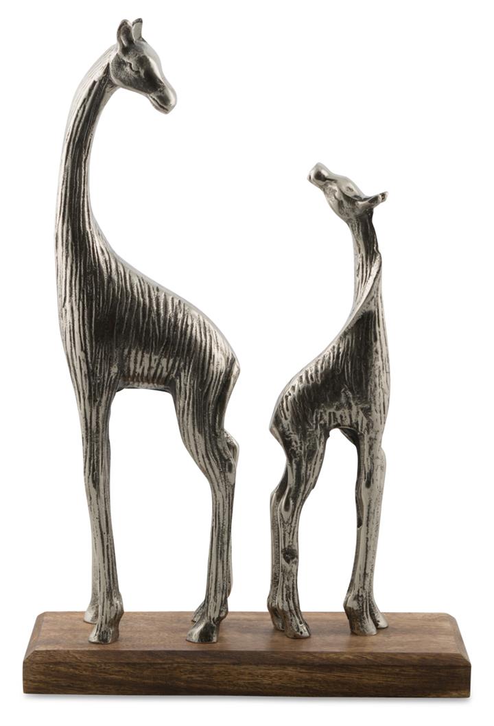 Giraffe Pair Ornament on Wooden Base