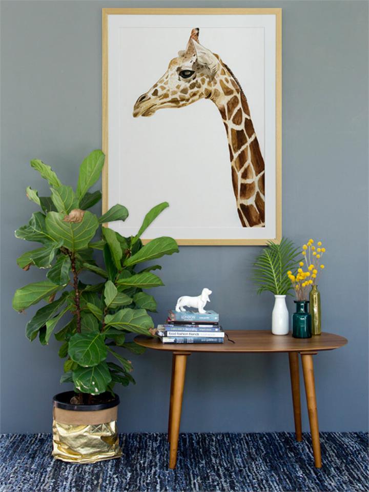 Giraffe1 - Frame Oak - With Mat - 68x84 - Portrait