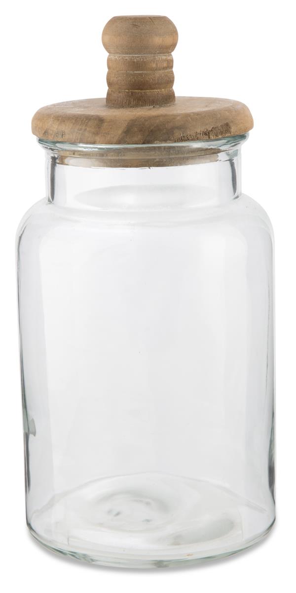 Glass Cannister Jar with Wood Lid Large - Clear