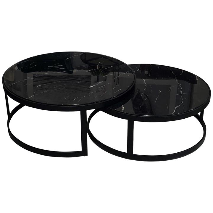 Glory Coffee Table Set Black Marble