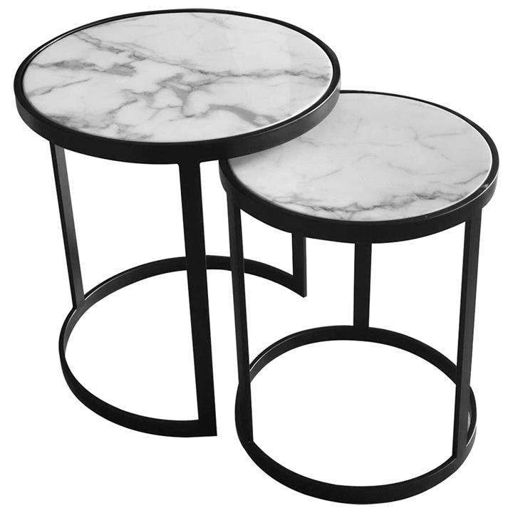 Glory Side Table Set White Marble