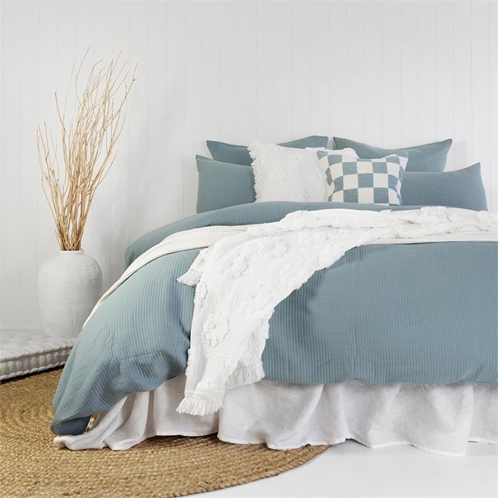 Grace Quilt Cover Set Steel Blue King