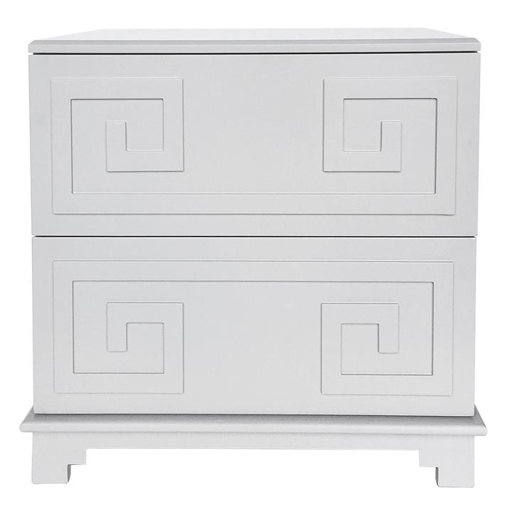 Greek Key Bedside Table - Grey