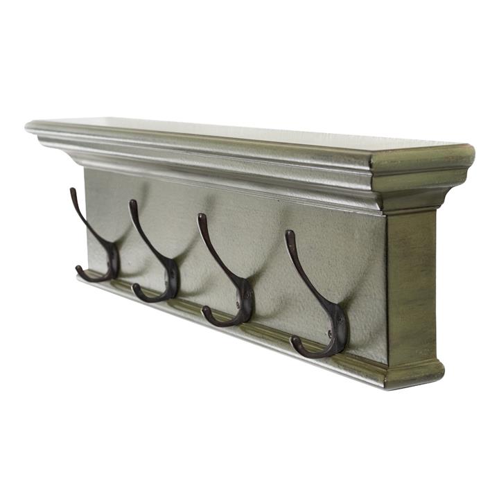 Green Black Antique 4 Hook Coat Rack