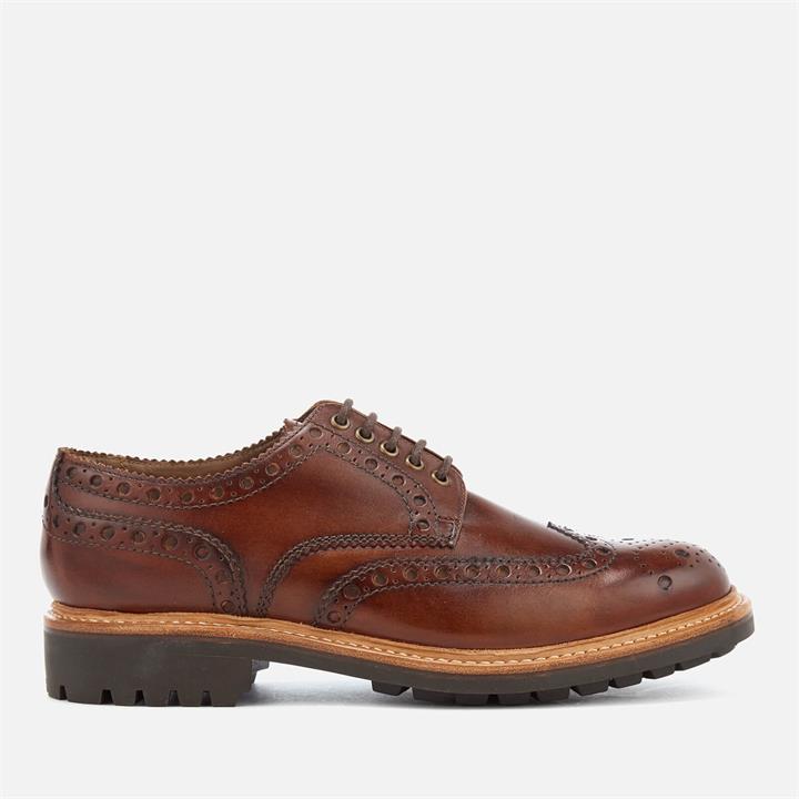 Grenson Men's Archie Hand Painted Leather Commando Sole Brogues - Tan - UK 10