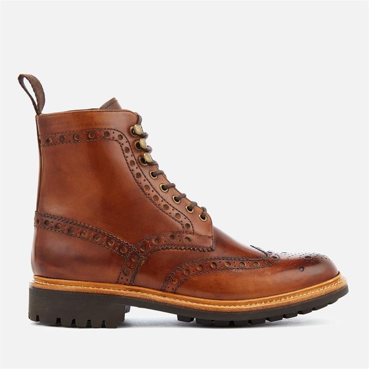 Grenson Men's Fred Hand Painted Leather Commando Sole Lace Up Boots - Tan - UK 8