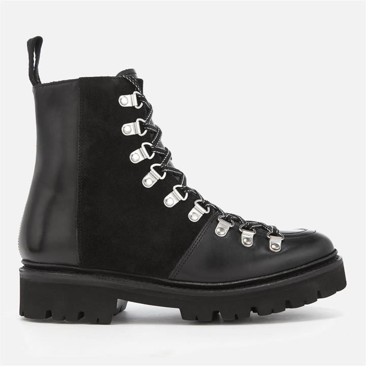 Grenson Women's Nanette Leather Hiking Lace Up Boots - Black - UK 6