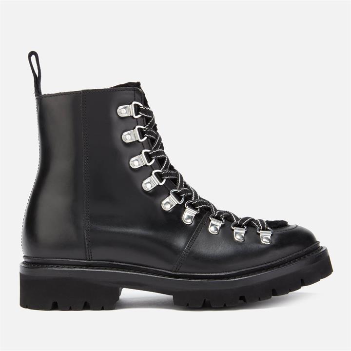 Grenson Women's Nanette Leather/Shearling Hiking Style Boots - Black - UK 7