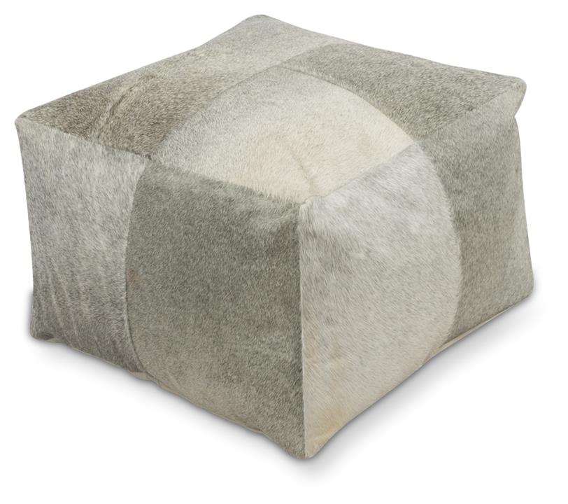 Grey Patchwork Cowhide Ottoman