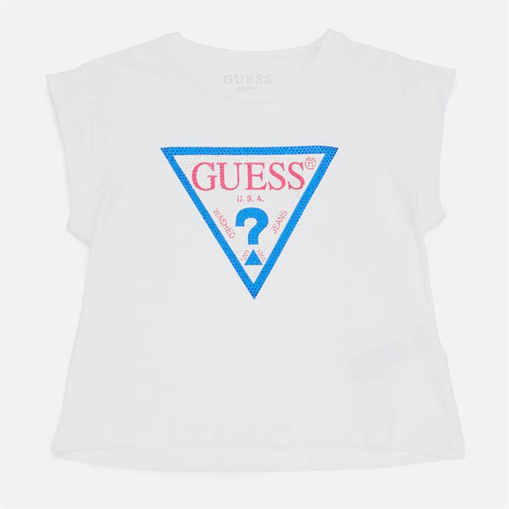Guess Girls' Midi Short Sleeved T-Shirt - True White A000 - 7 Years