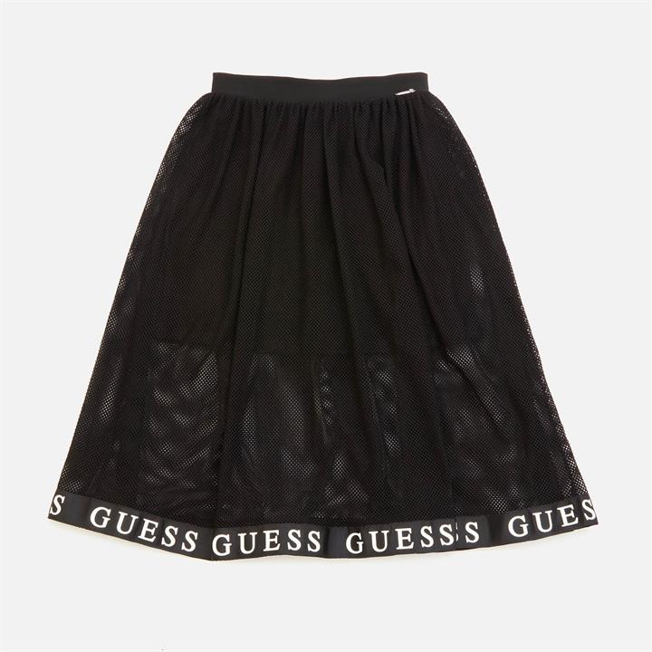 Guess Girls' Stretch Net Skirt - Jet Black - 7 Years