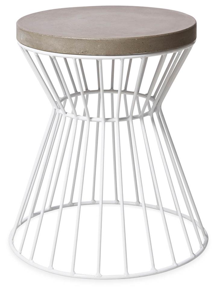 Hamptons Indoor/Outdoor Iron and cement Stool - White/Grey