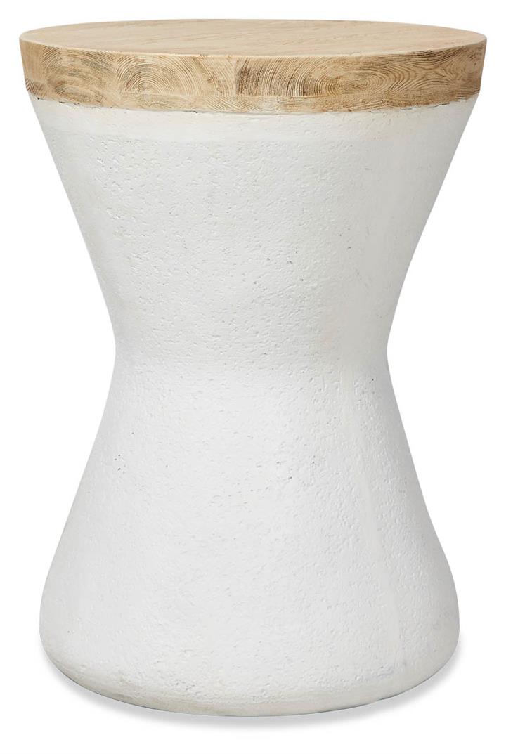 Hampton's Indoor/Outdoor Round Faux Wood Side Table - Light Oak/White