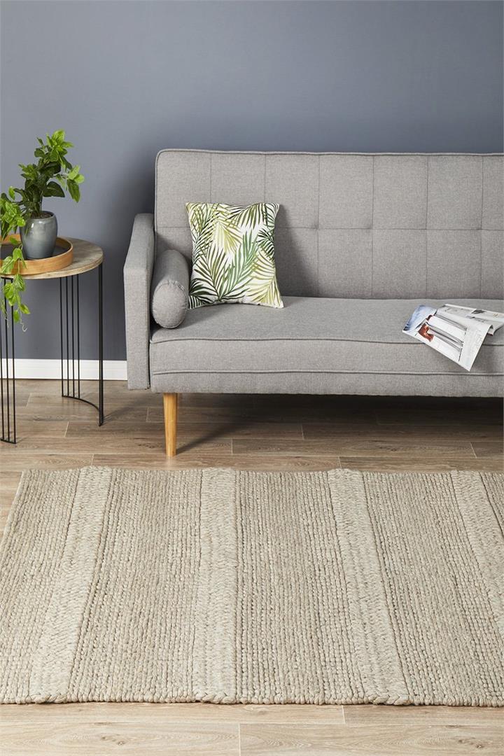 Hand Braied Grey Felted Wool Rug 225x155cm