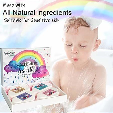 Handmade Rainbow Bath Soap Gift Set Natural Ingredients Cloud Bath with Colorful Bubbles X4 PCS