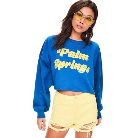 Haoduoyi Women Palm Springs Print Lantern Sleeve Sweatshirt