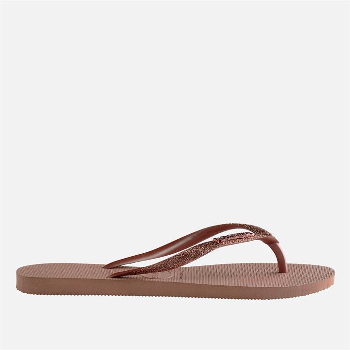 Havaianas Girls' Slim Glitter Flip Flops - Crocus Rose - UK 1-2 Kids
