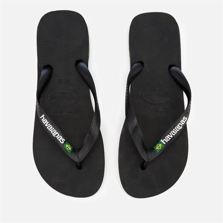 Havaianas Men's Brasil Logo Flip Flops - Black - UK 8