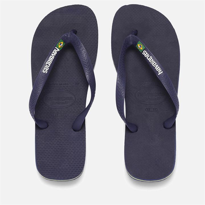 Havaianas Men's Brasil Logo Flip Flops - Navy Blue - UK 8