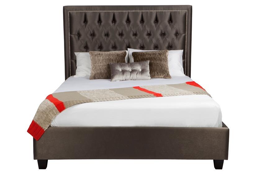 Helios custom upholstered bed frame with choice of standard base
