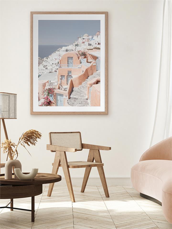 Homes of Thira - Frame Oak - With Mat - 84x105 - Portrait