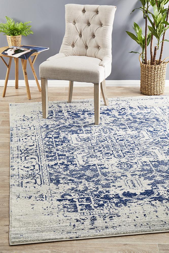 Horizon White Navy Transitional Rug 290x200cm