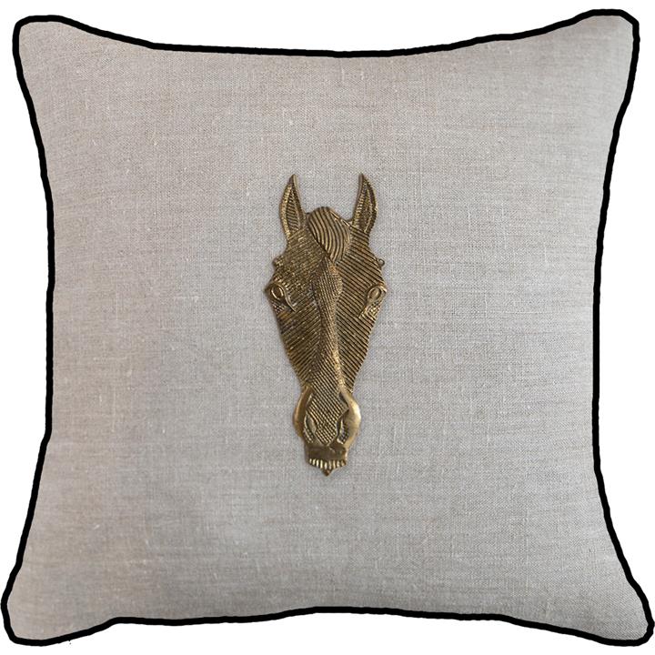 Horse Head Gold Natural w Black Pipe