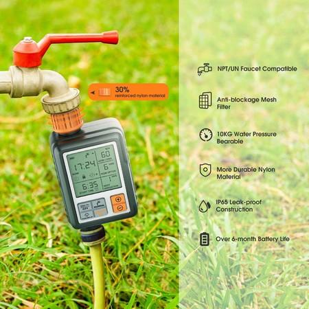 Hose Sprinkler Timer  Waterproof Child Lock Rain Delay Large Screen IP65 for Garden Lawn