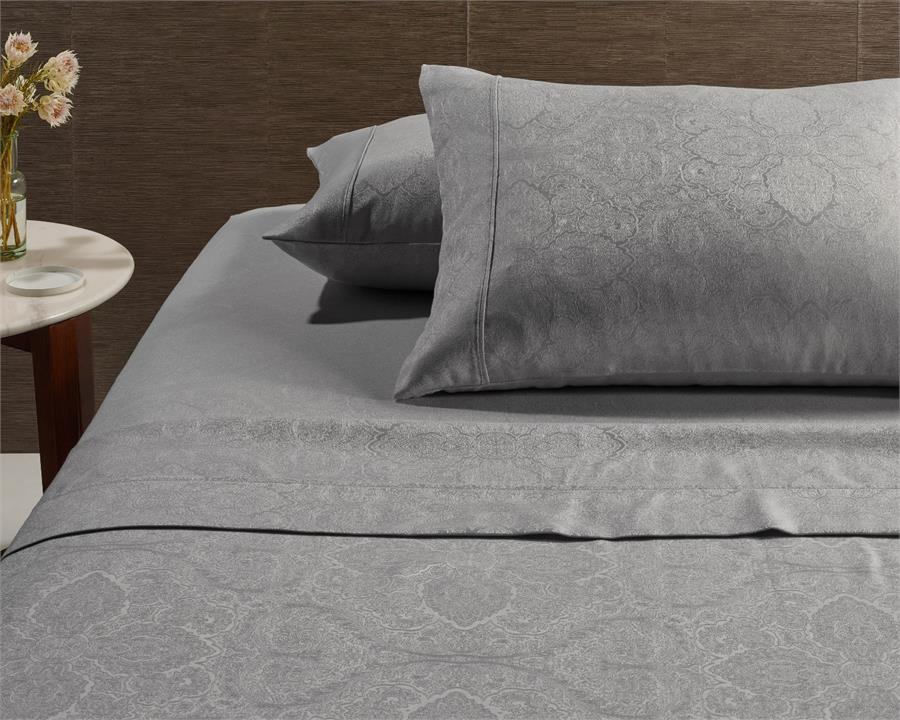 Hotel Grey Jacquard Cotton Rich Sheet Set - King Bed