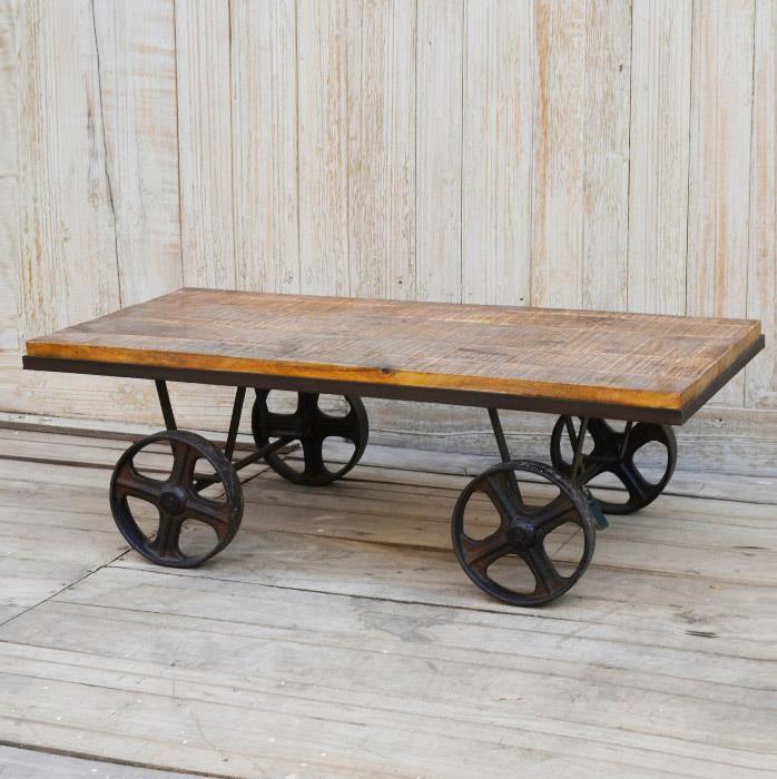 Industrial Coffee Table On Wheels