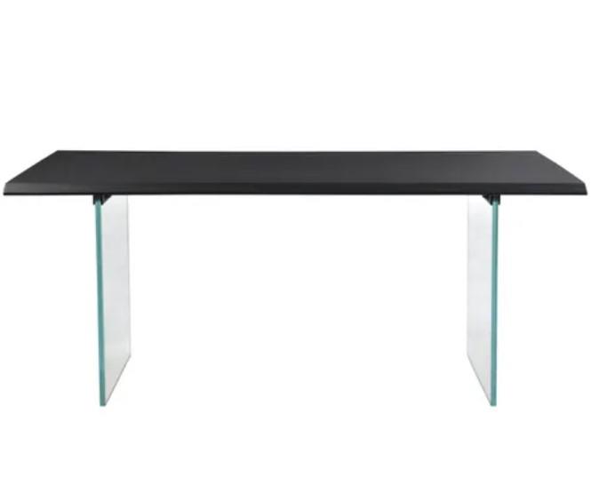 Ingot Black Wood & Glass Dining Table