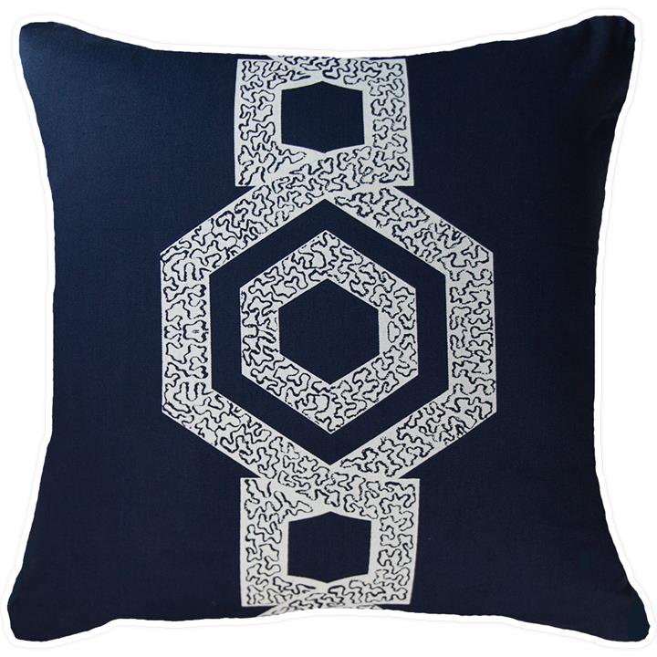 Inter Hexagon Scroll Sash Navy