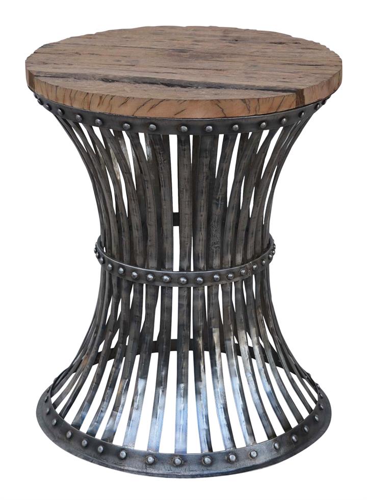 Inverted Wood And Iron Side Table