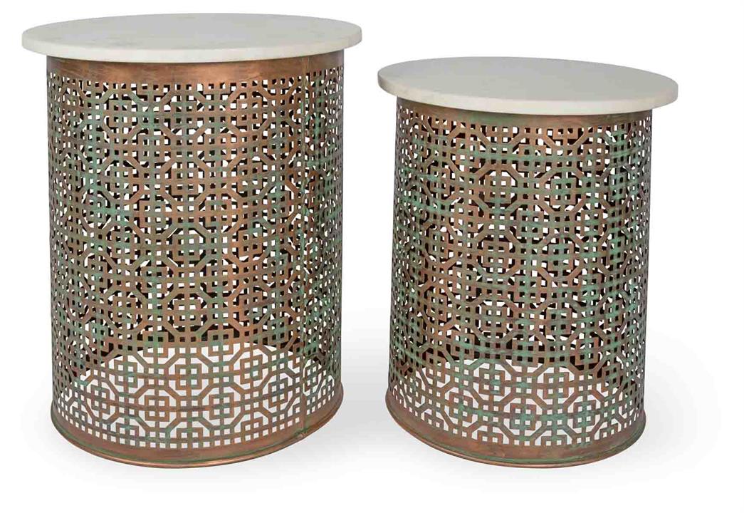 Iron and Marble Side Tables
