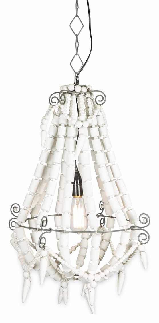 Iron and Wood Beaded Chandelier Small