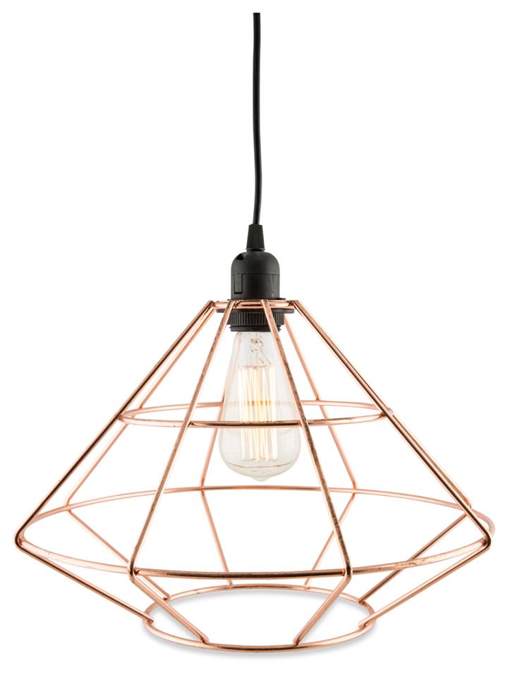 Iron Diamond Geometric Pendant Light, Copper