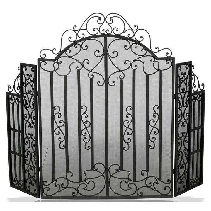 Iron Firescreen Antique Pewter with Mesh