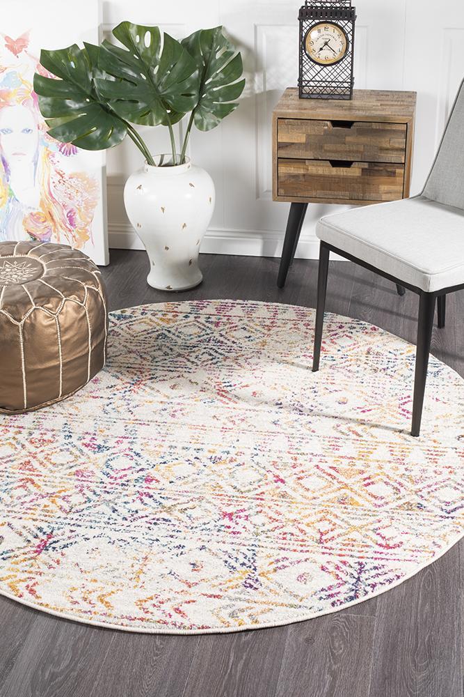 Ismail Multi Grey Rustic Round Rug 240x240cm