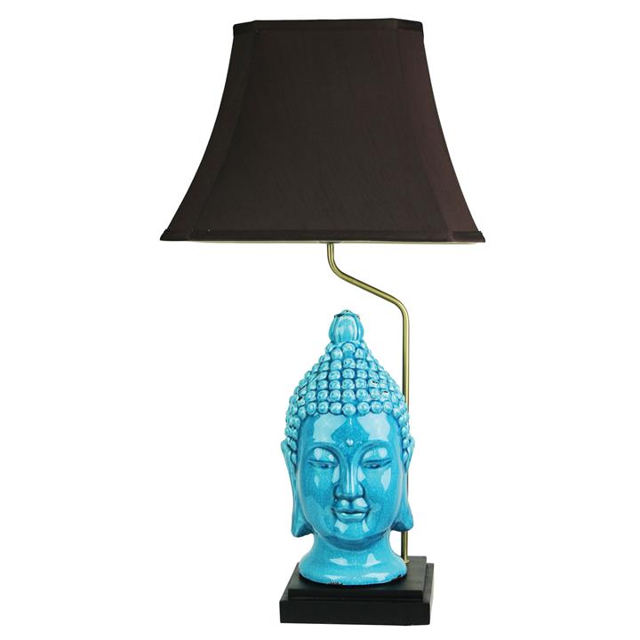 Jade Buddha Head Chinese Lamp W/ Shade