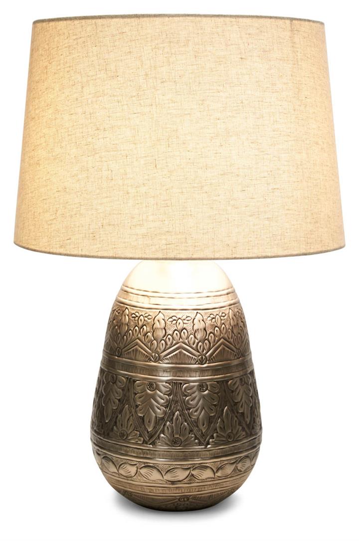 Jasper Metal Work Iron Table Lamp with Fabric Shade - Pewter/Grey