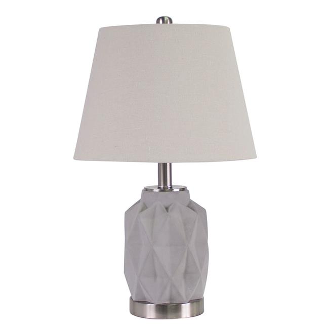 Jude Bedside Lamp light grey and silver with shade